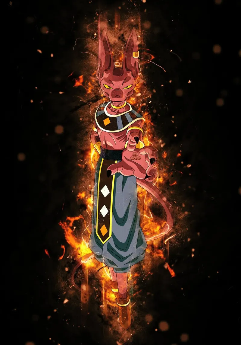 Beerus tela con Cornice a cassetta da Neonartstudio