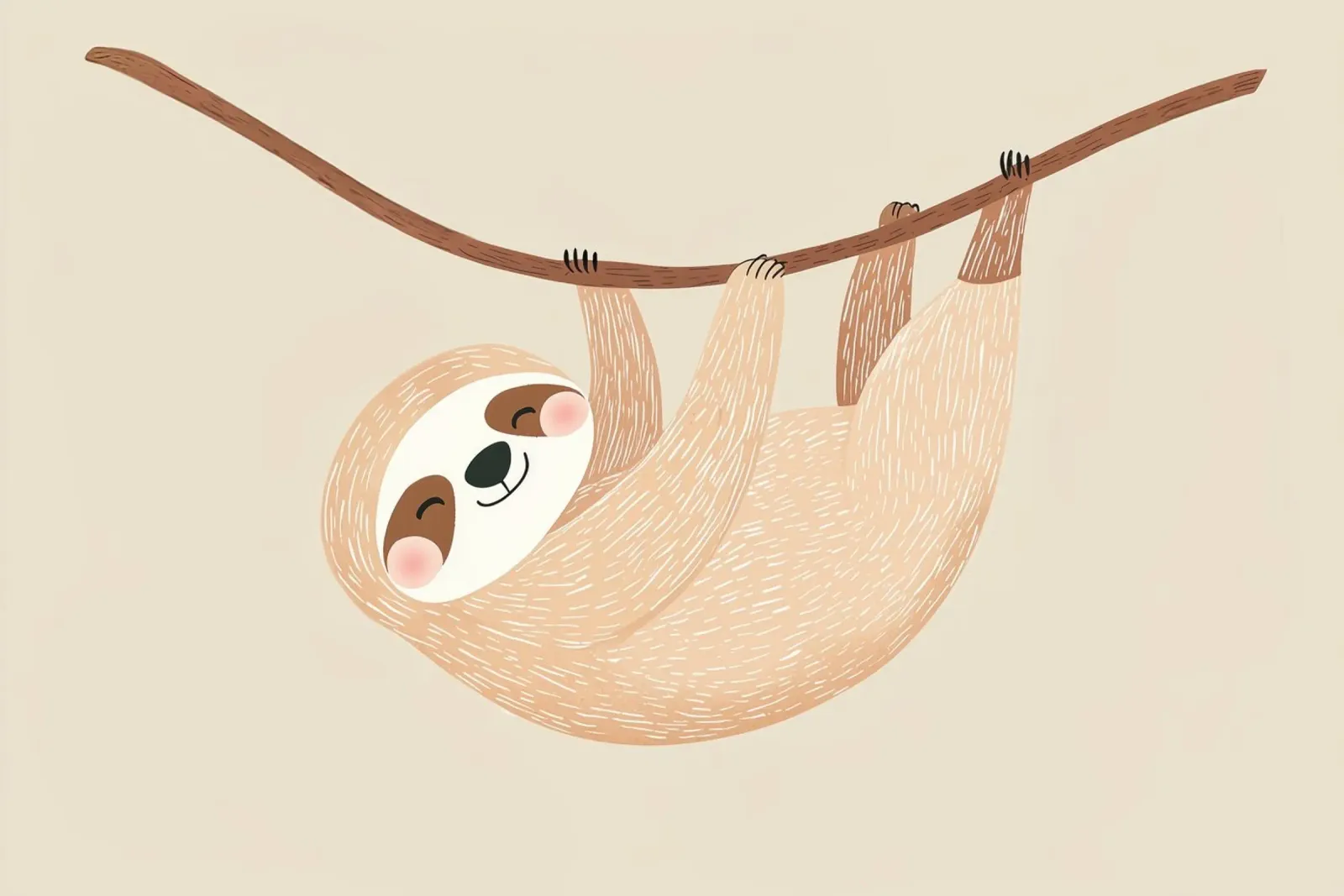 Happy Sloth Ilustración para la habitación de los niños, Nursery Print lámina retroiluminada de Little Lola