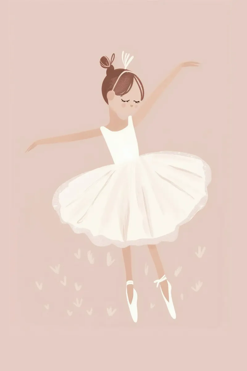 Stampa Ballerina per bambini per la cameretta, stampa per la stanza dei giochi in rosa scuro. poster con telaio in alluminio da Little Lola