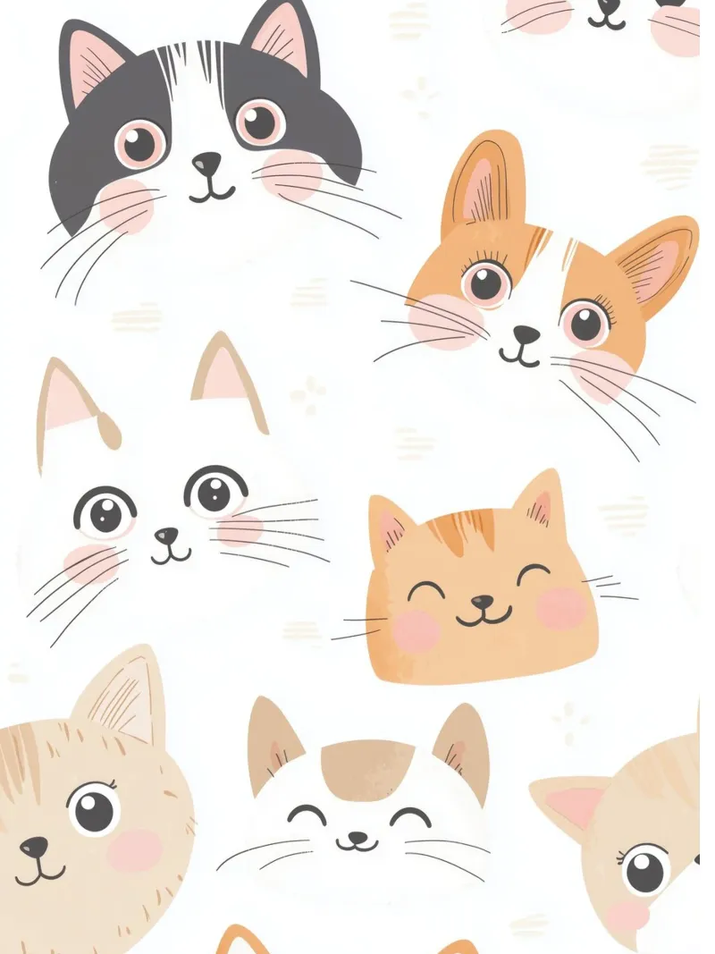 Illustrazione di un gatto per la stanza dei giochi dei bambini, grafica di un gatto carino alluminio dibond da Little Lola