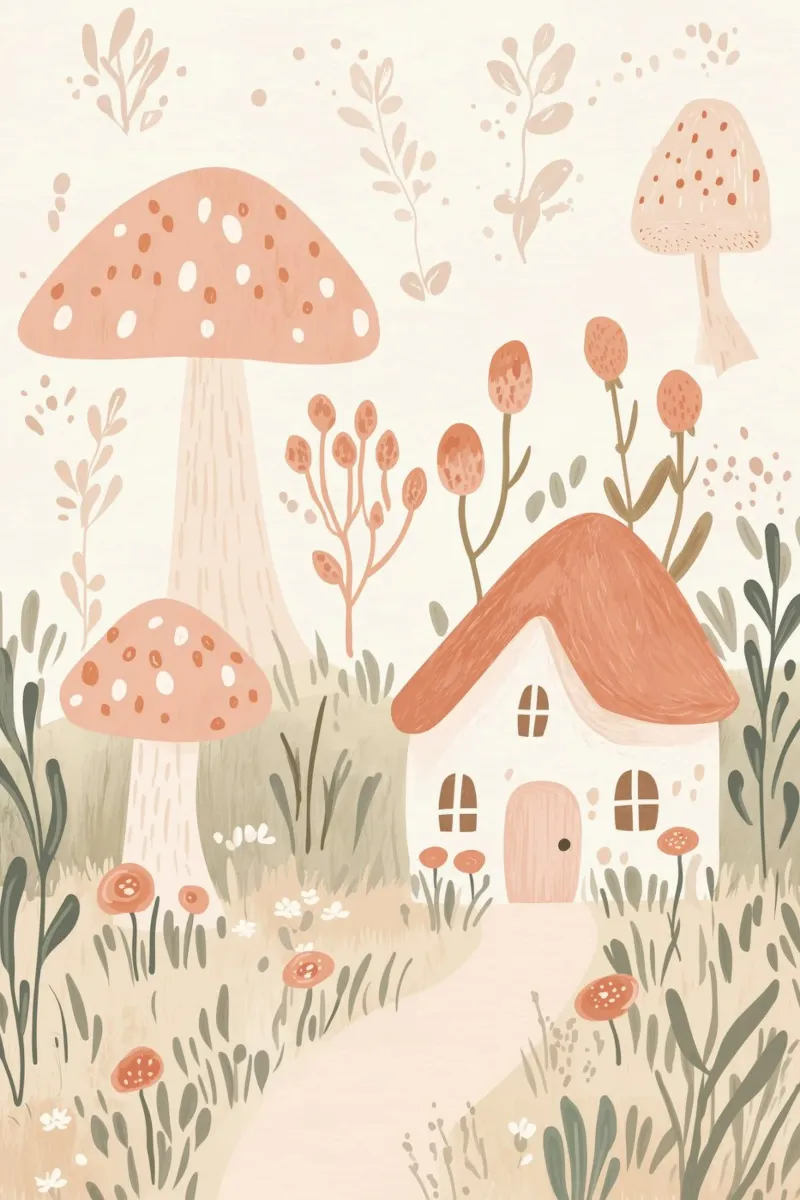 Fairytale Cottage, Fairy Illustration, Nursery Print Kids poster by Little Lola