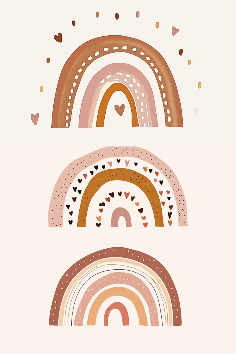 Stampa arcobaleno bohémien, arte da parete per cameretta, stanza dei giochi per bambini poster con telaio in legno da Little Lola