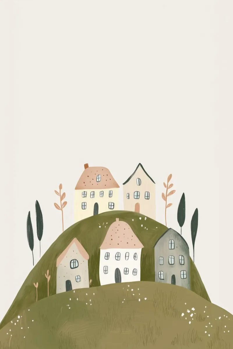 Boho Print with Cottages canvas by Little Lola