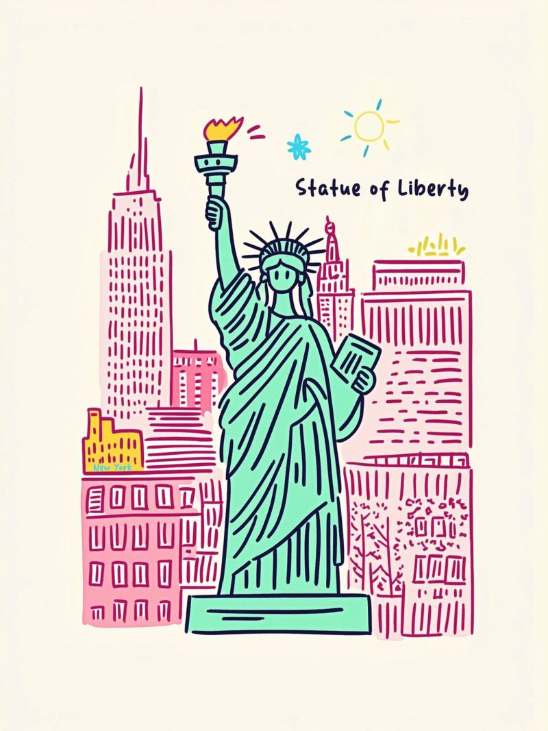 Freiheitsstatue pastel Zeichnung Poster von Carinaprint