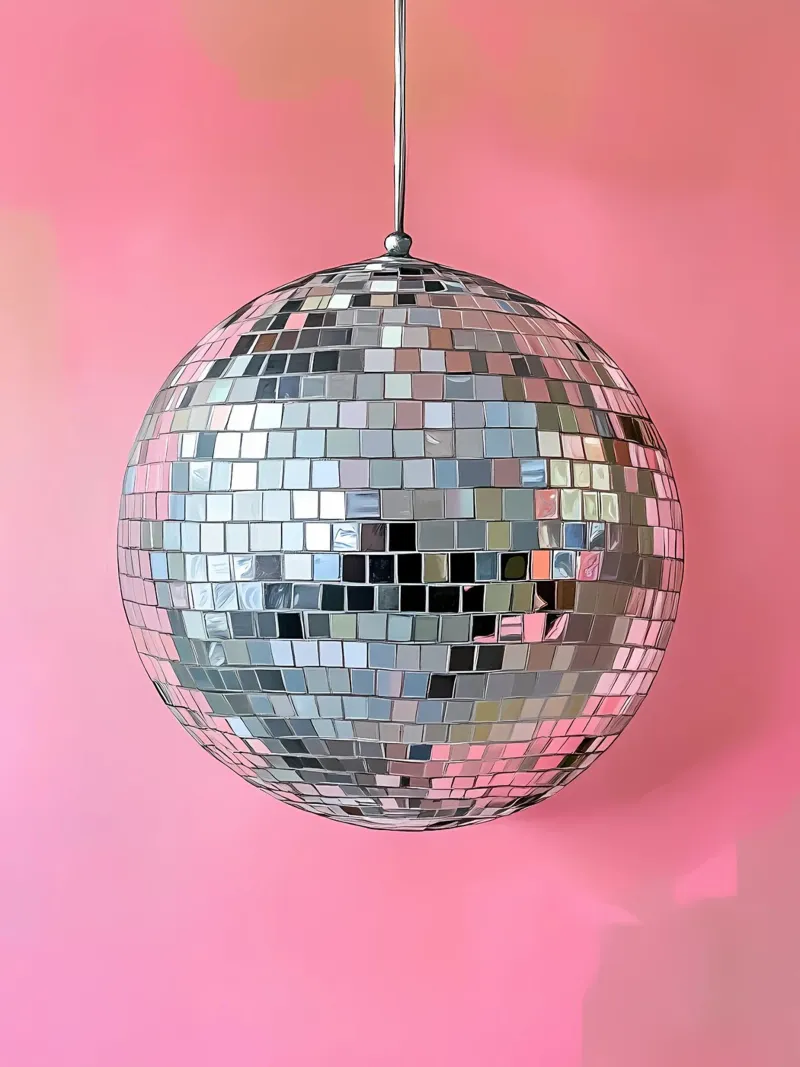 Disco Ball argento su rosa poster da IamHomeStudio