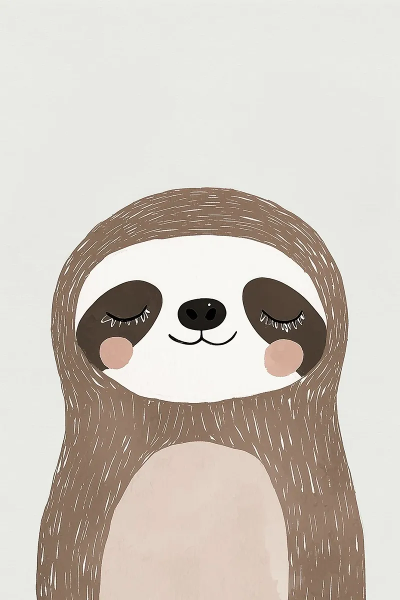 Cute Sloth Print for Kids Nursery, Children's Wall Art backlit film by Little Lola