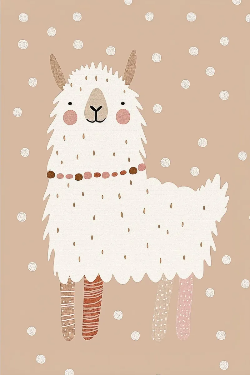 Bonita Ilustración Boho Llama. Nursery Wall Art hahnemühle de Little Lola