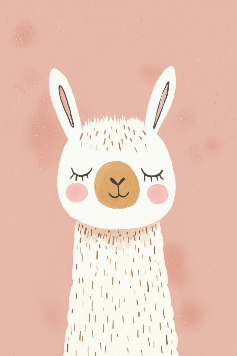 Poster con lama rosa per la cameretta dei bambini, stampa rosa per bambini carta hahnemühle da Little Lola