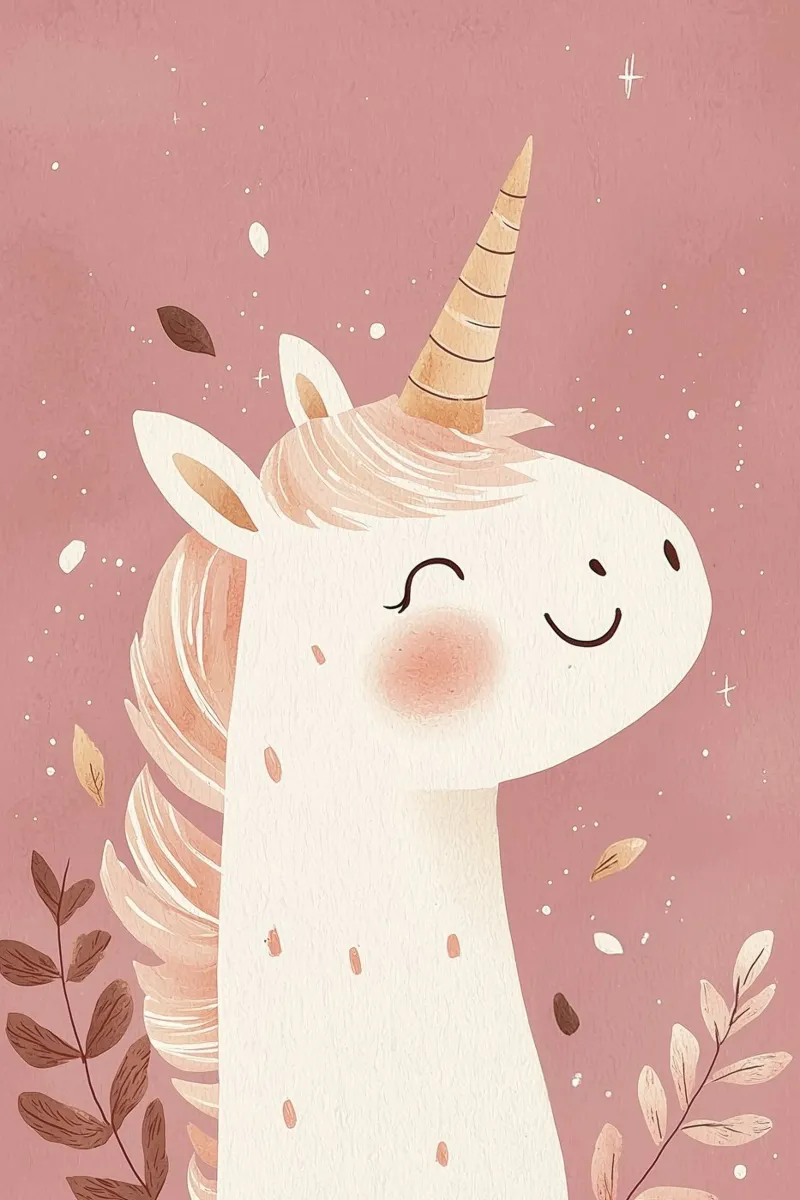 Poster unicorno rosa per la stanza dei giochi o la cameretta dei bambini poster con telaio in legno da Little Lola