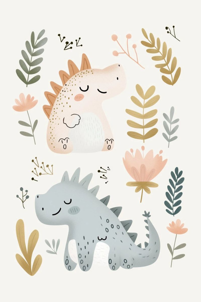 Dinosaur Print for Nursery, Pastel Kids Wall Art Poster von Little Lola