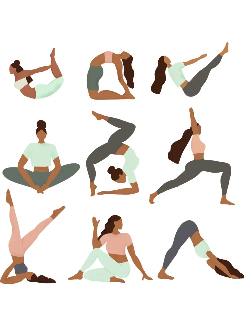 Yoga Asanas Acryl-Glas von PetrArts