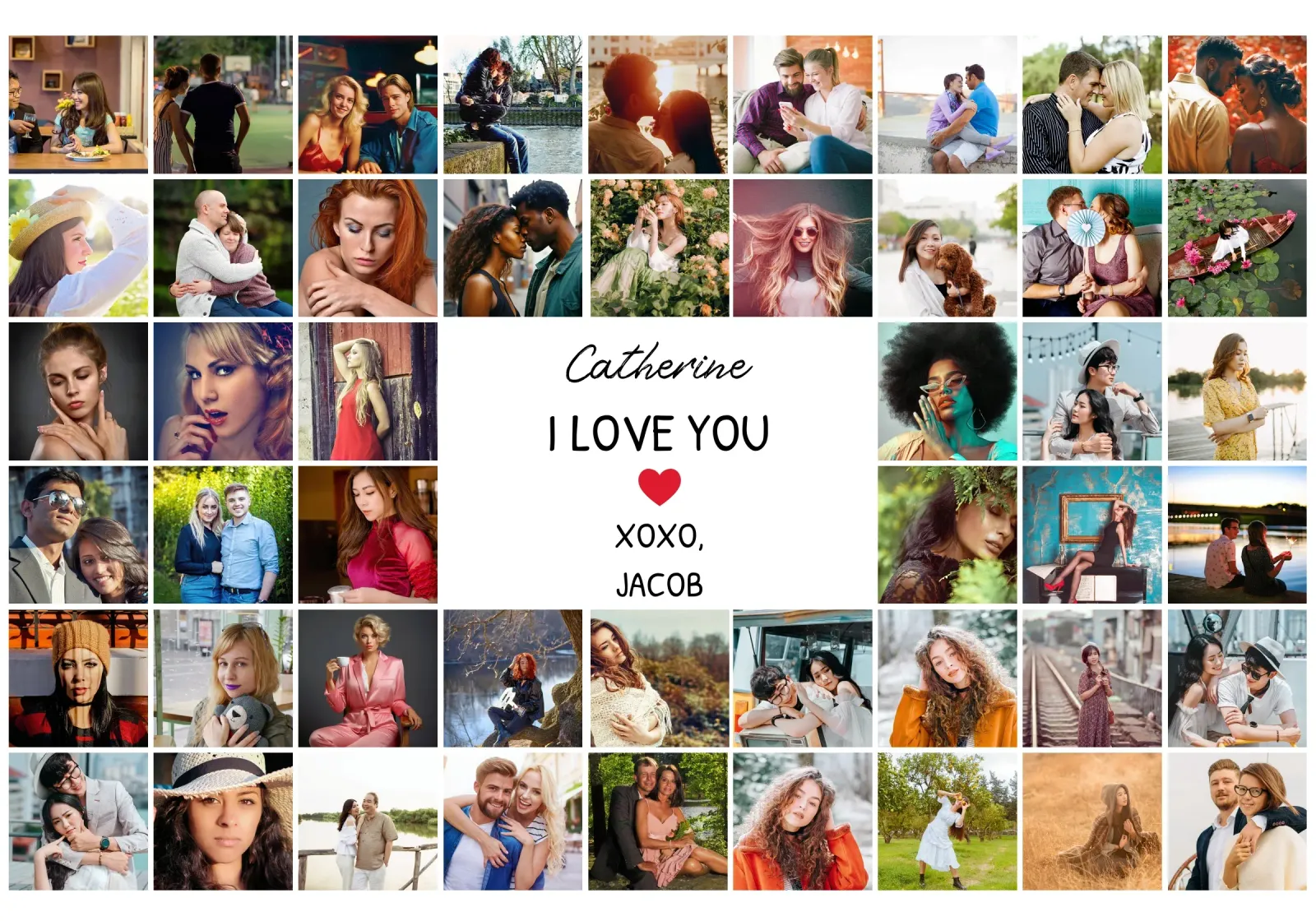 Collage di foto personalizzate I Love You Valentine 48 poster da Personalized Art