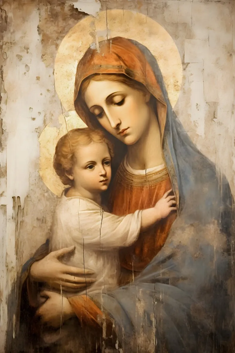 Madre di Dio con bambino pellicola backlit da Carinaprint