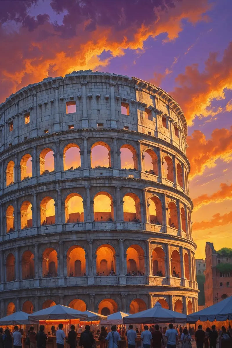 Colosseum at Dusk – A Glowing Sunset Canvas plexiglass da AlbertKlee