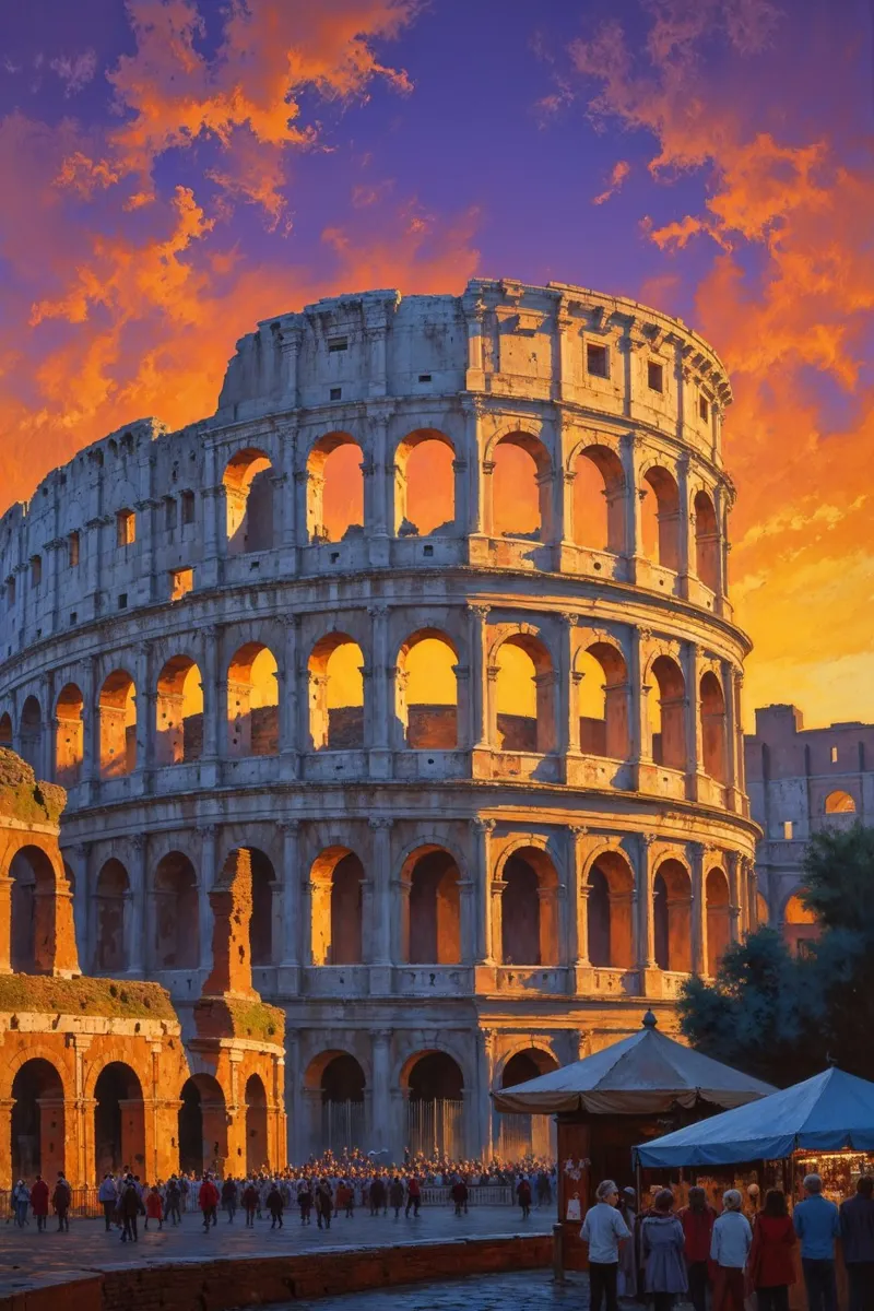 Glowing Ruins – The Colosseum at Twilight alluminio dibond da AlbertKlee