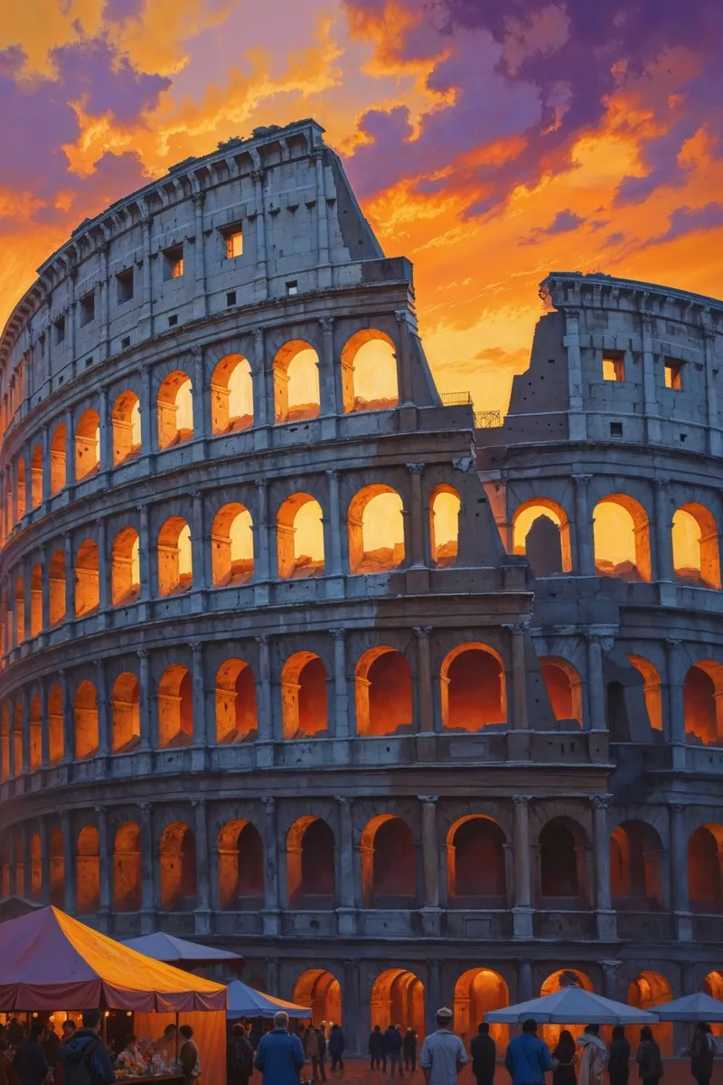 Timeless Sunset – The Colosseum in Golden Light alluminio dibond da AlbertKlee