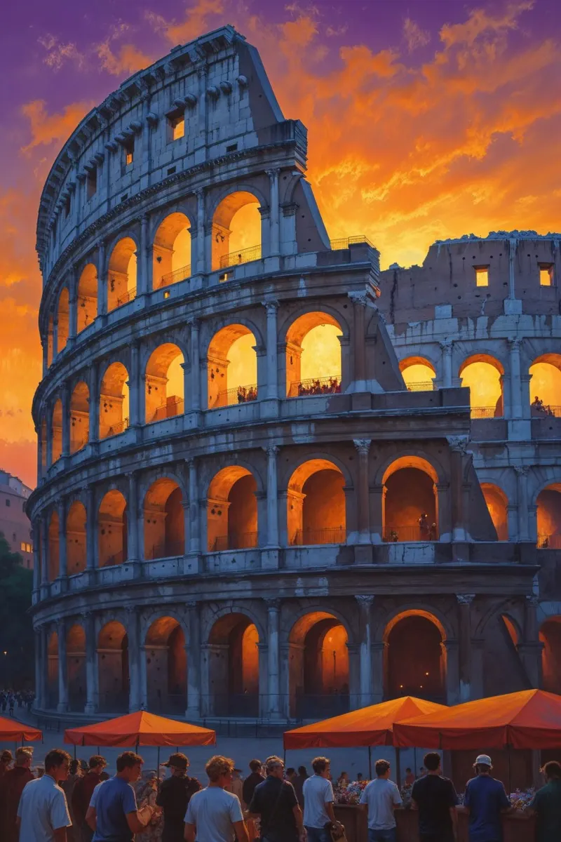 Radiant Sunset – The Colosseum in Eternal Light plexiglass da AlbertKlee