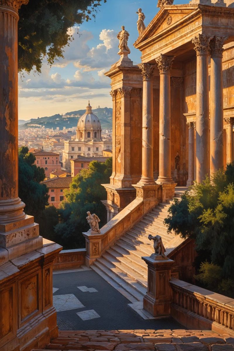 Classical View from a Roman Piazza poster by AlbertKlee