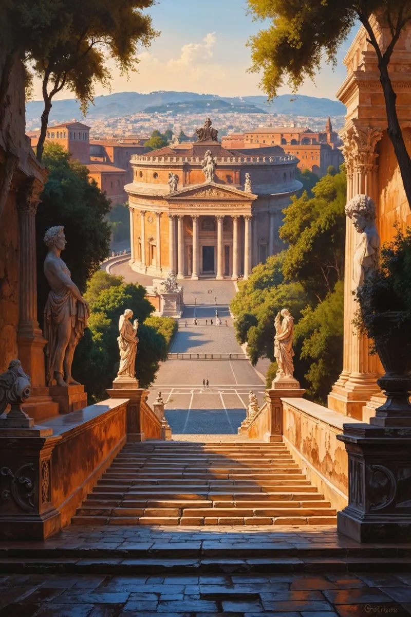 Golden Light on a Renaissance Piazza alluminio dibond da AlbertKlee