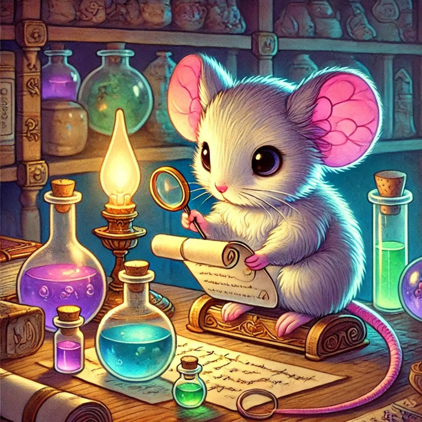 The Curious Mouse Scientist hahnemühle by FluffyToons