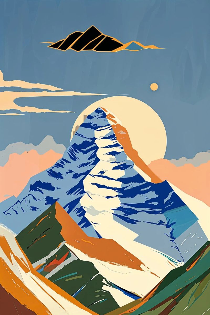 Abstract Everest with Sunlit Summit Poster von AlbertKlee