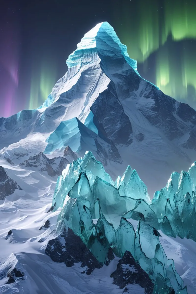 Crystal Peaks Under Auroras alluminio dibond da AlbertKlee