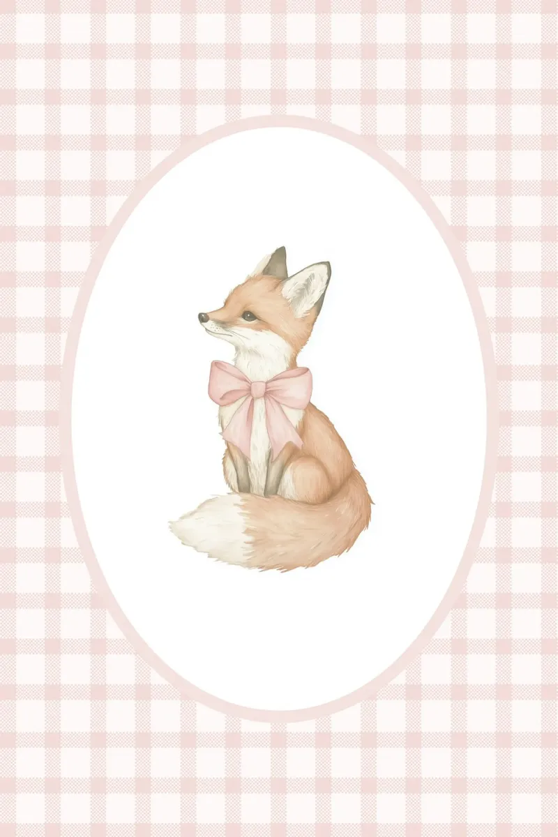 Fox with a Pink Bow hahnemühle by Jungle Joy Art