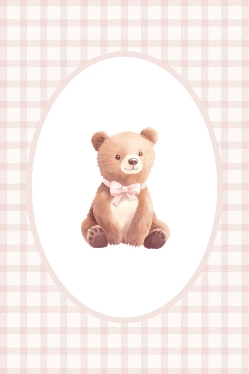 Ours avec noeud rose toile de Jungle Joy Art