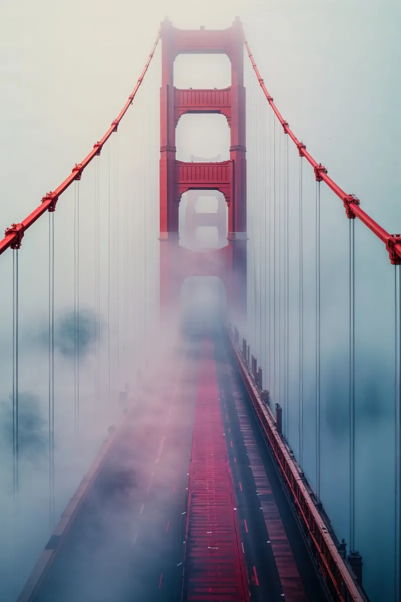 Golden Gate Bridge Dissolving into the Mist poster da AlbertKlee