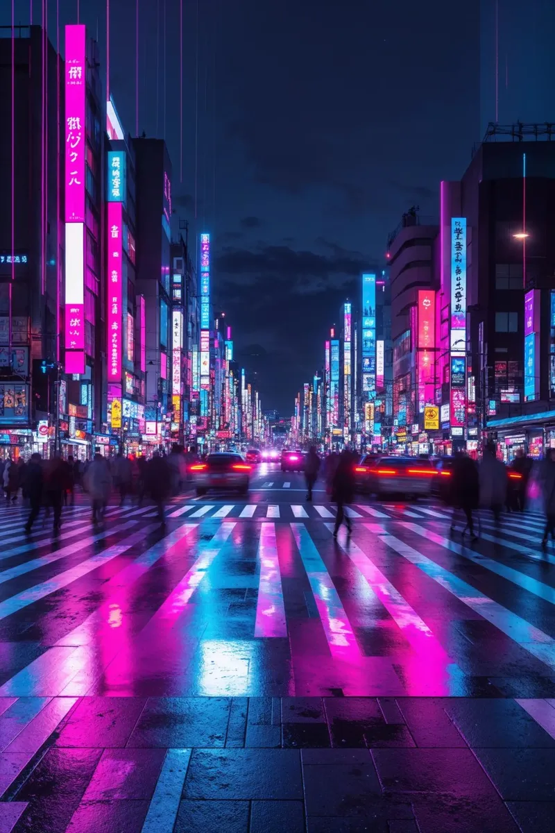 Electric Nightlife in Tokyo poster con telaio in plastica da AlbertKlee