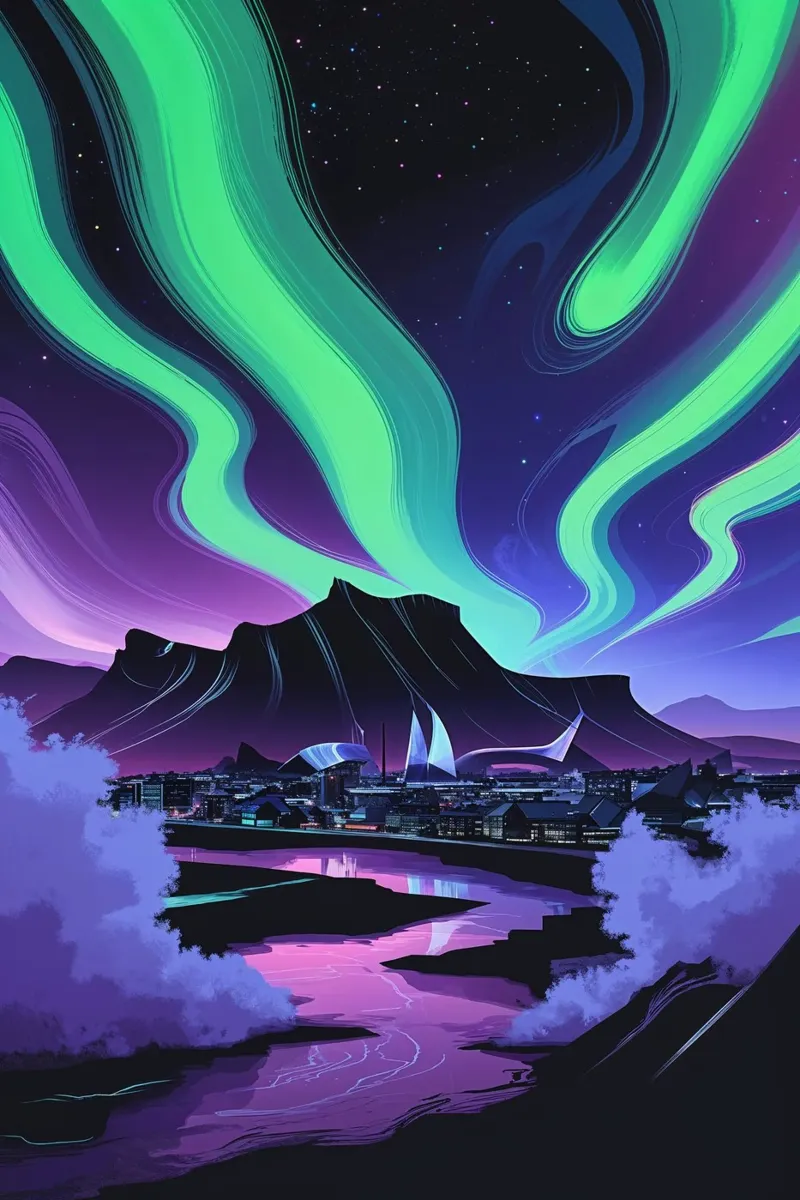 Aurora Glow Over Arctic Serenity poster da AlbertKlee