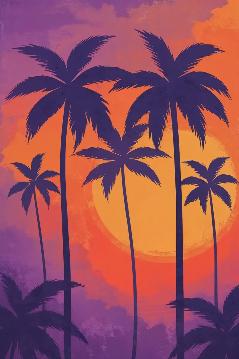 Radiant Palms at Sunset Hahnemühle von AlbertKlee