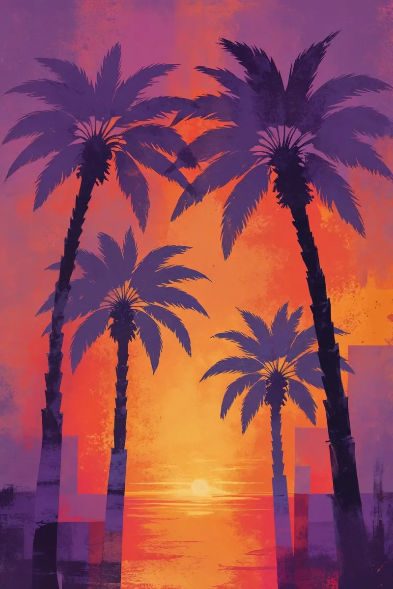 Serene Sunset with Majestic Palms plexiglass da AlbertKlee