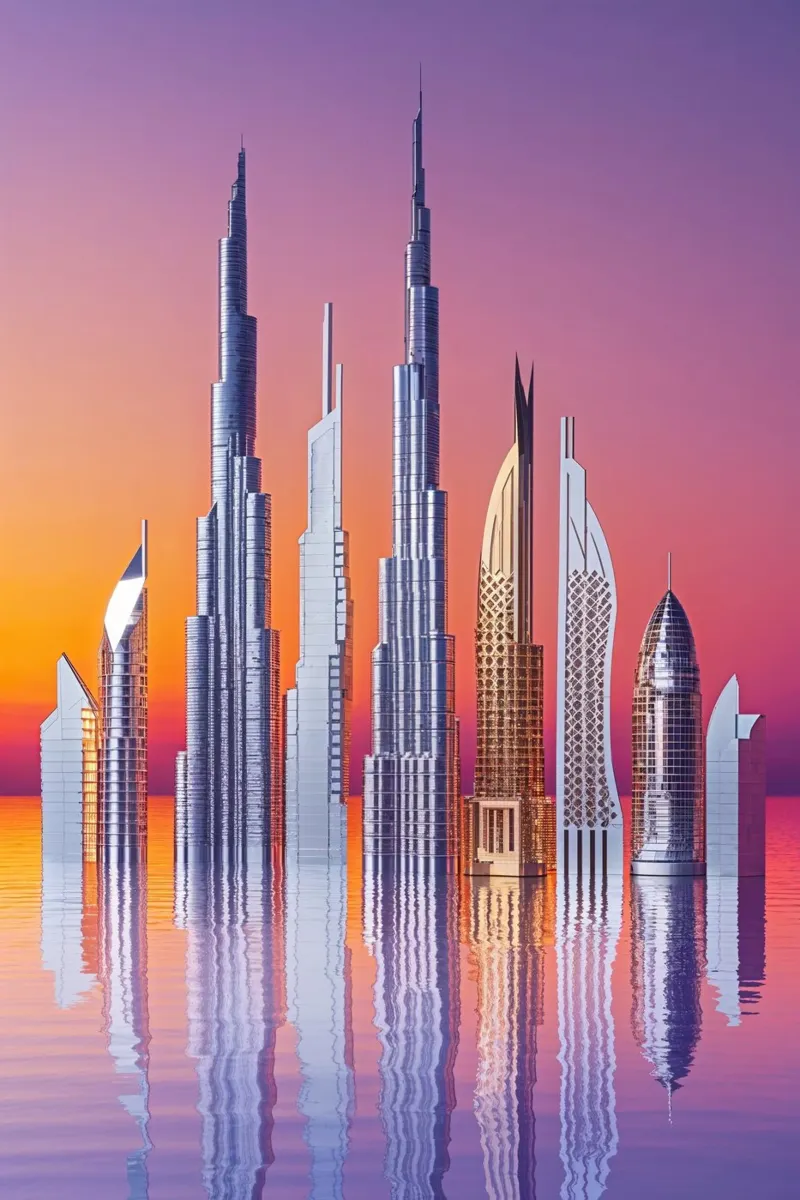 Dubai's Futuristic Horizon: Reflections of Innovation poster con telaio in plastica da AlbertKlee