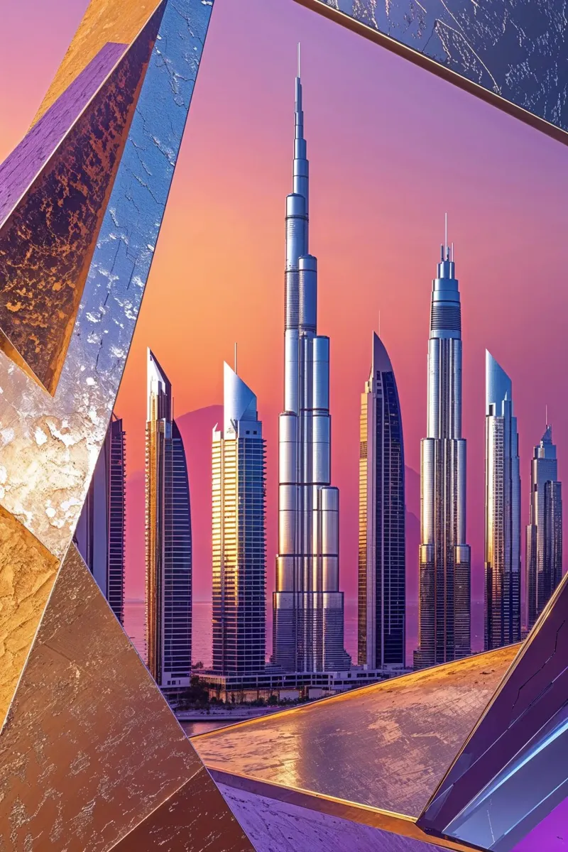 Dubai’s Abstract Skyline: Sunset Reverie poster da AlbertKlee
