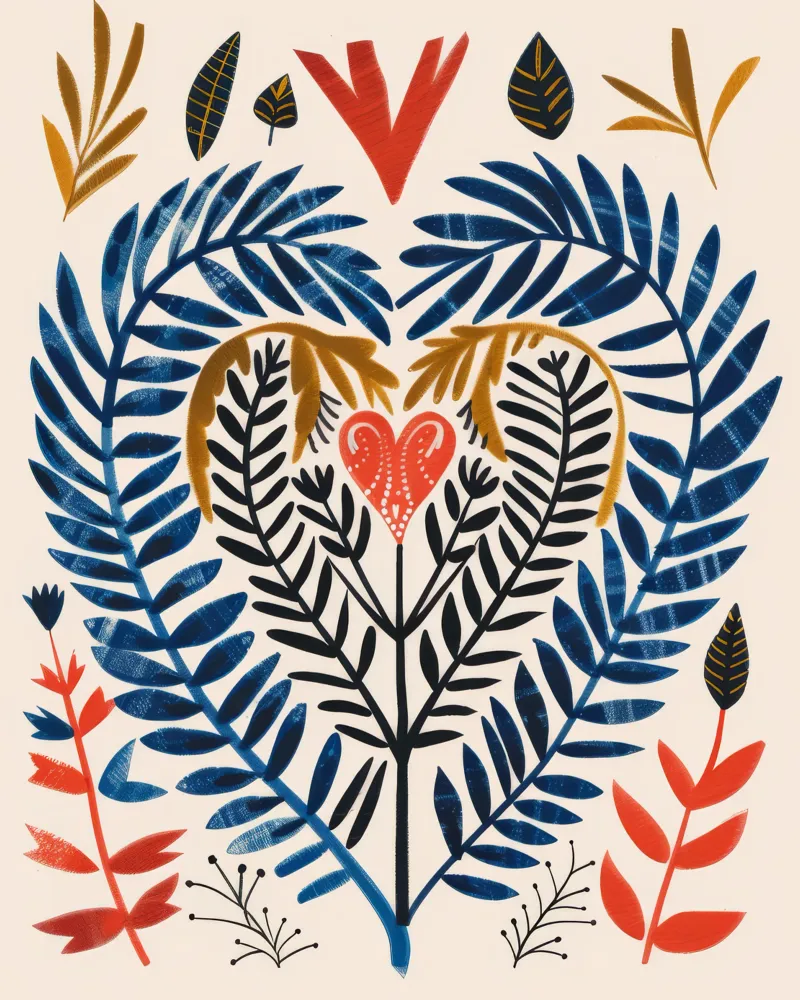 Boho Botanical Valentines Day Amore Cuore Fiore Astratto pellicola backlit da Gentle Echoes Art