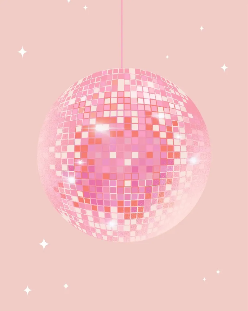 Disco Bal Poster, Disco Bal Print, Esthetische Retro Poster canvas met Baklijst van PrintStudio