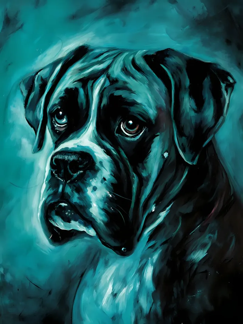 Boxer Dog Blues Art - Bold Pet Portrait acrylic glass by flufftee