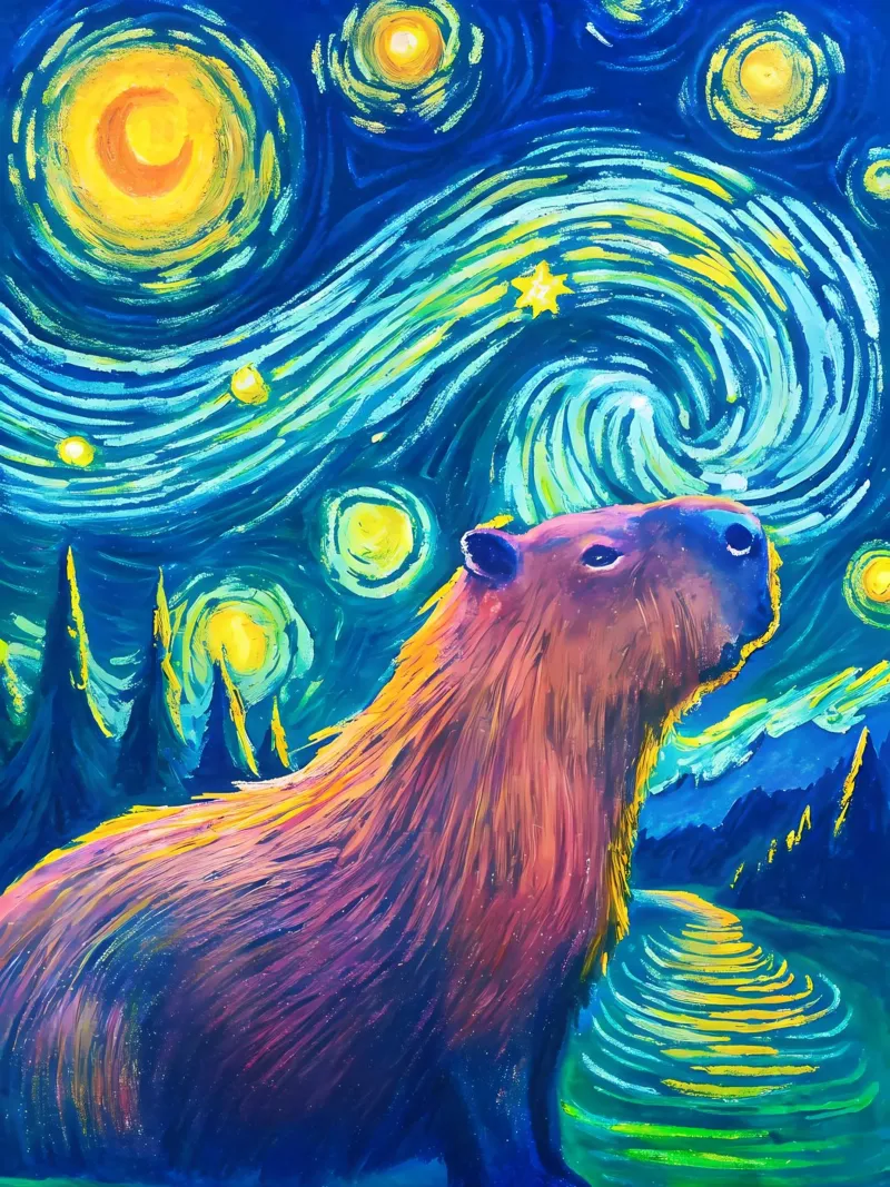 Capibara - Sotto le stelle di notte pellicola backlit da flufftee