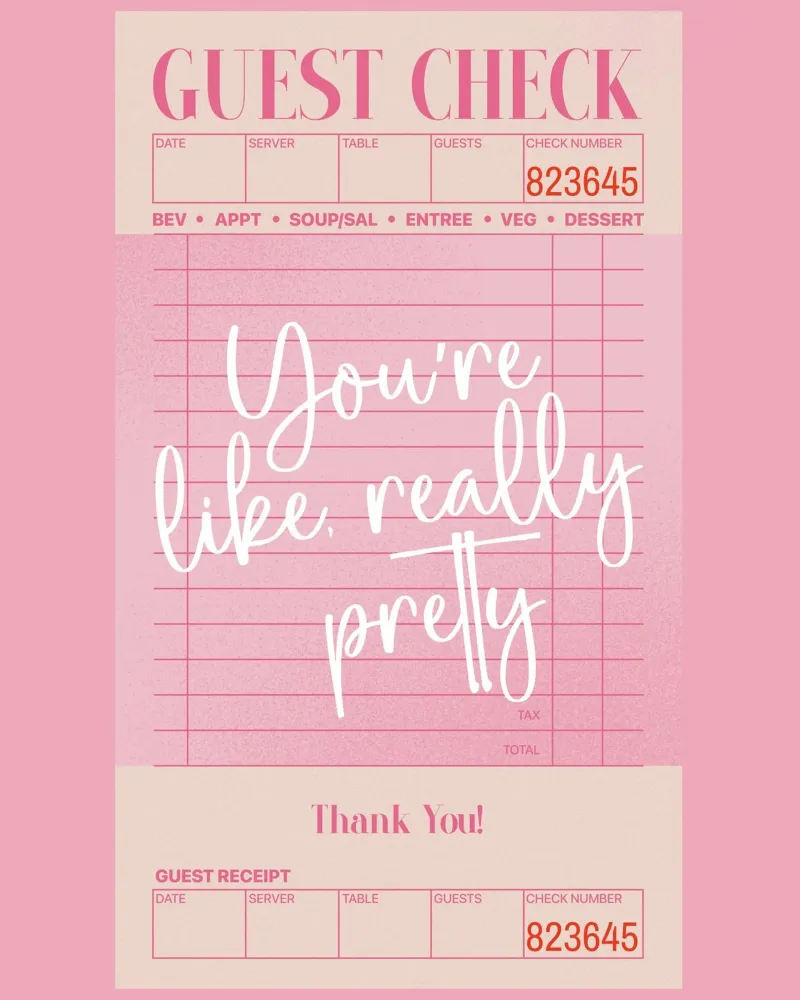 Du bist wie, wirklich hübsch, Gast überprüfen Poster rosa Wandkunst Leinwand von PrintStudio