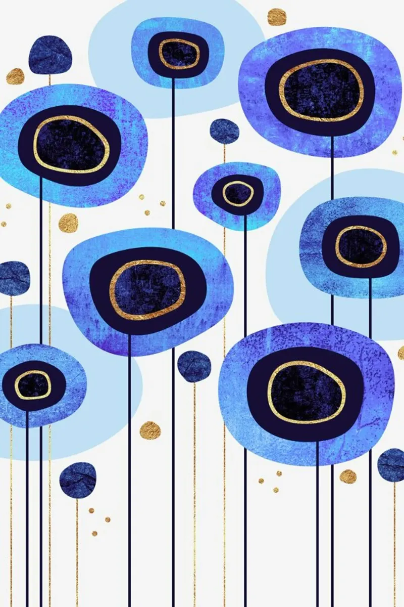 Floral Blubes poster with wooden frame by Elisabeth Fredriksson