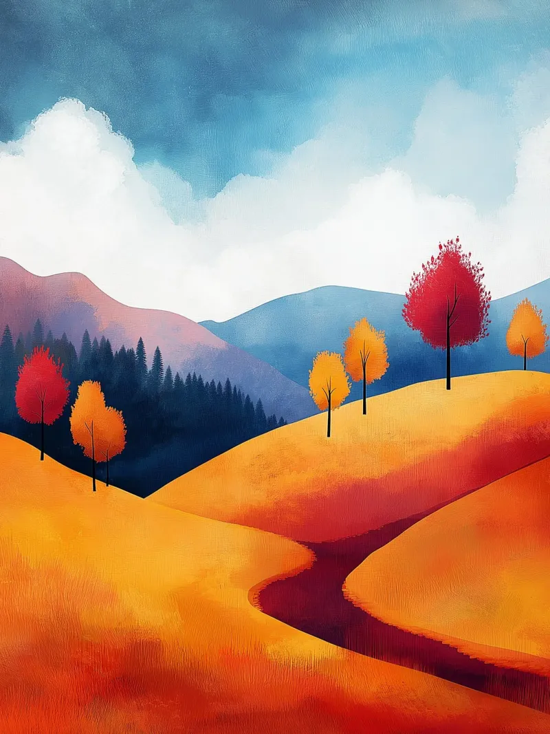 Paisaje abstracto de otoño metacrilato de Flora & Horizon
