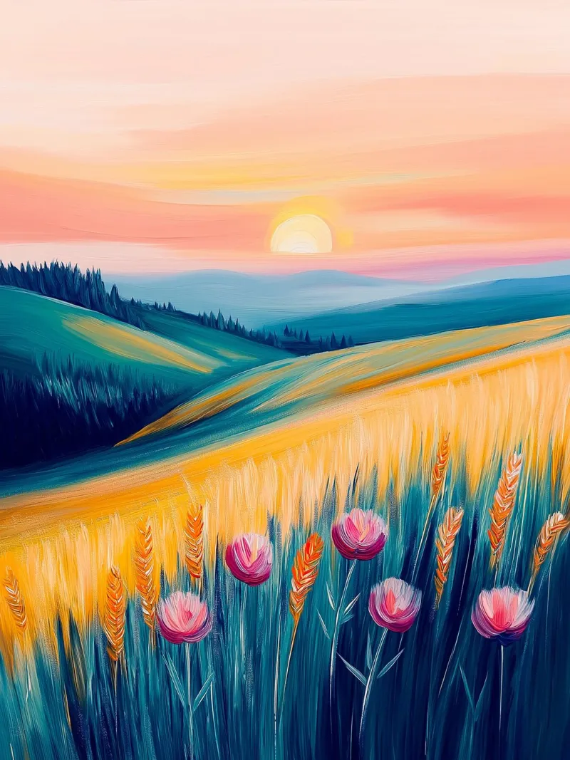 L'alba sui campi in fiore carta hahnemühle da Flora & Horizon