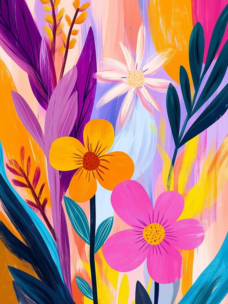 Explosión floral abstracta poster de Flora & Horizon