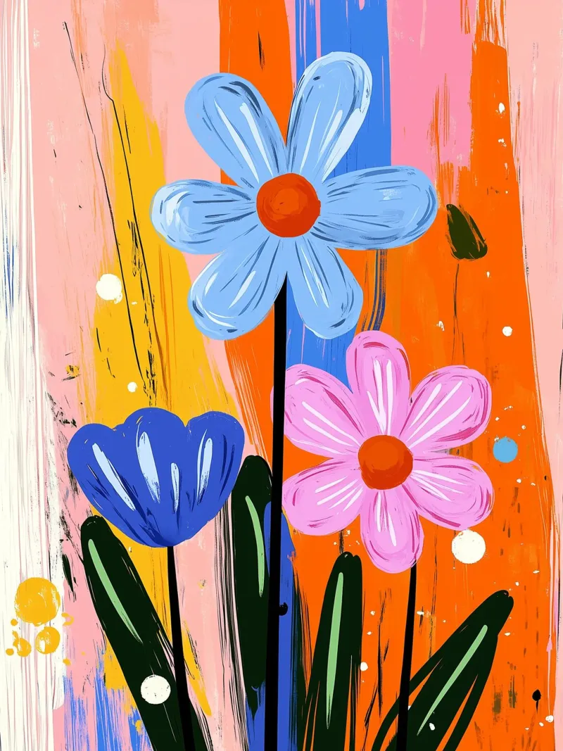 Fiori astratti poster con telaio in plastica da Flora & Horizon