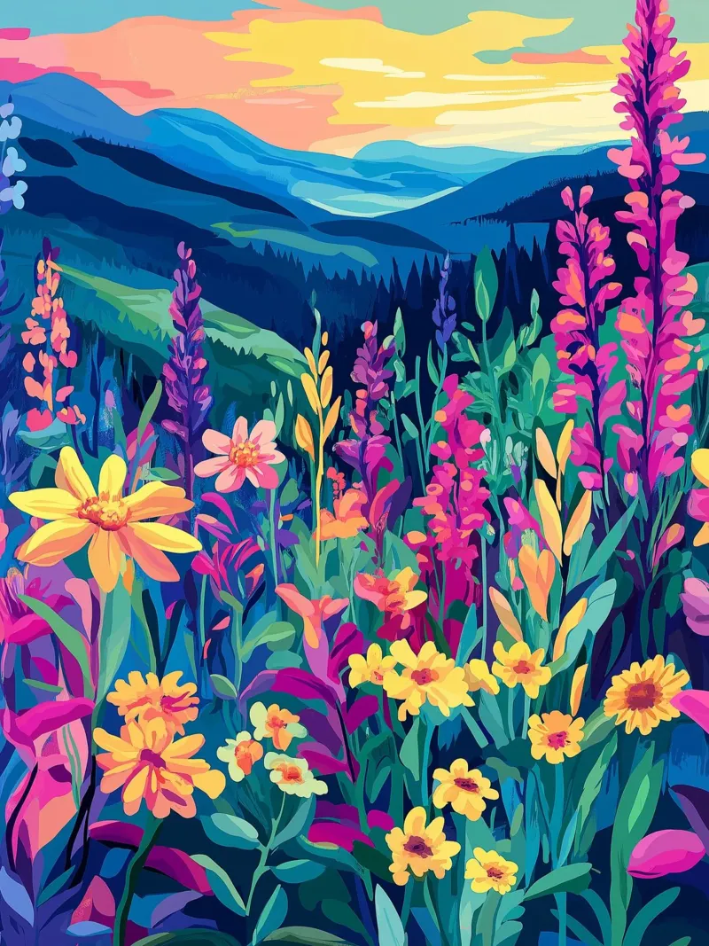 Paesaggio floreale in montagna carta hahnemühle da Flora & Horizon