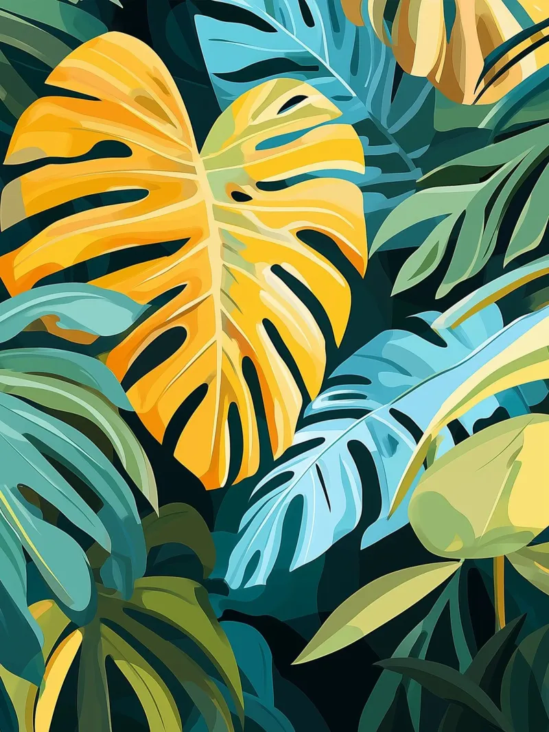 Foglie di monstera tropicale poster con telaio in plastica da Flora & Horizon
