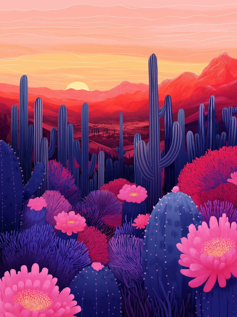 Desert landscape at sunset acrylic glass by Flora & Horizon