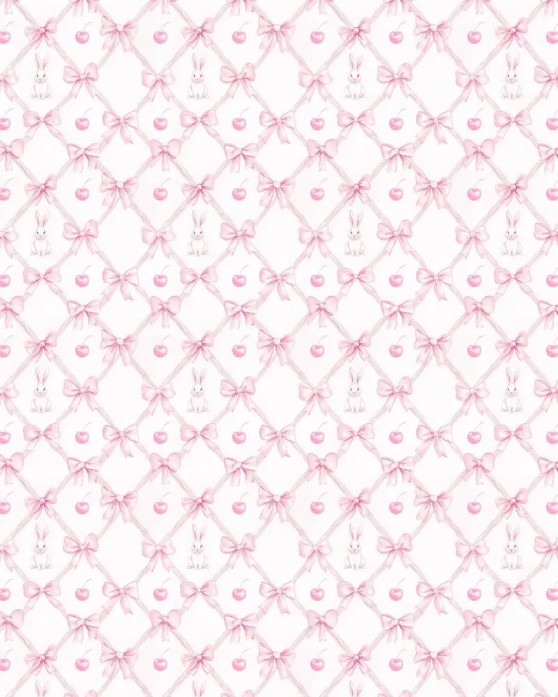 Coniglio Bianco Fiocchi Rosa Coniglio Pasquale Ciliegie Coquette Y2K poster con telaio in legno da Gentle Echoes Art