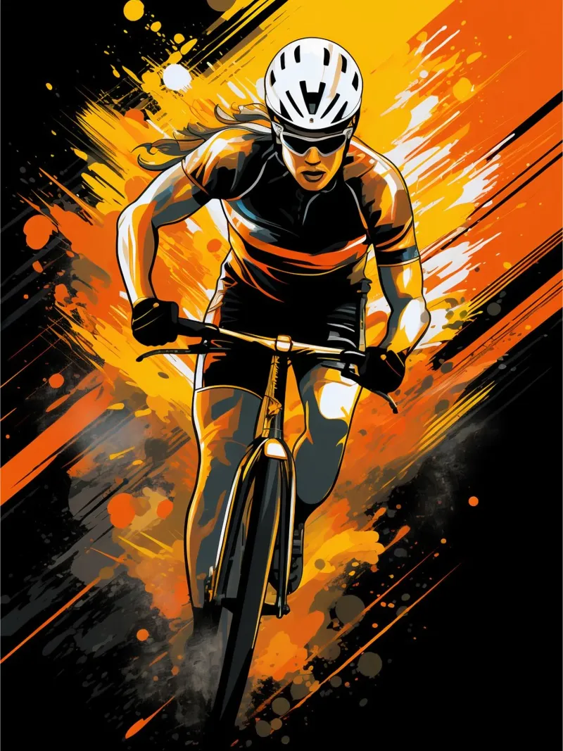 Cycling Orange 2 poster avec cadre en plastique de Mateo